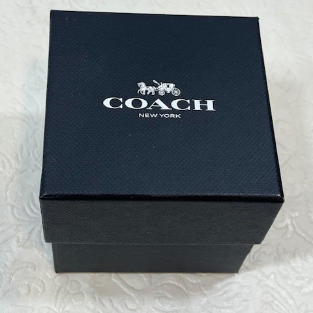 Coach Black Presentation Watch Gift Storage Box WBlack Pillow Logo 325 Empty